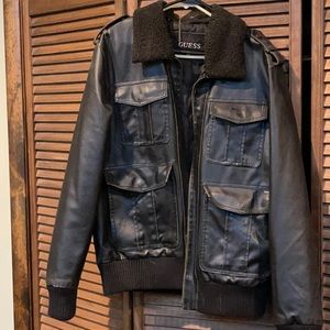 Guess bomber jacket, brown leather